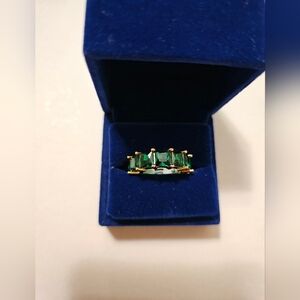 Kurt Geiger London Gold Plated w/ Green Crystals Size 7... Brand New